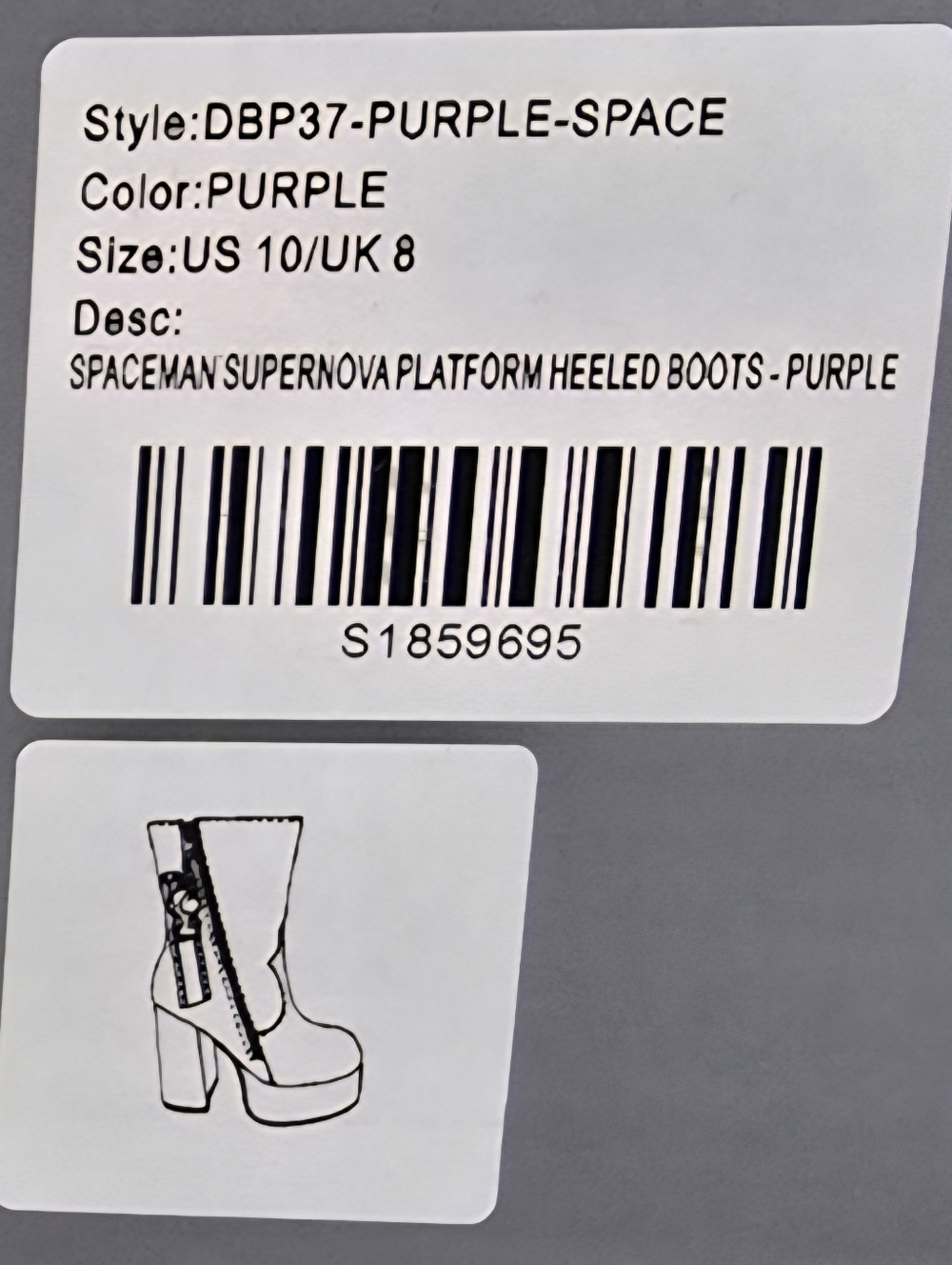 Spaceman Supernova Holographic Purple Platform Boots Sz US 10 - Picture 9 of 9
